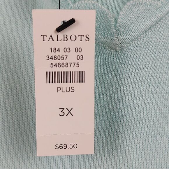 Talbot's Plus Size Scalloped Double V-neck Cap Sleeve Fine Knit Sweater Top NWT - Picture 3 of 10